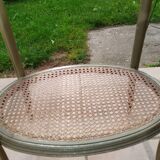 Old oval table with marble top, Louis XVI style