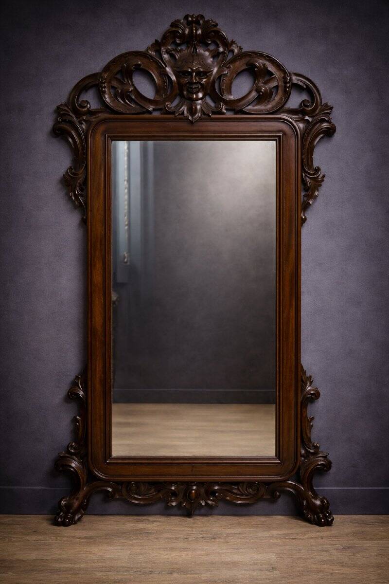 Very important carved wooden mirror, dating from the 19th century, Napoleonic III period.
