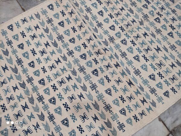 tapis blanc, tapis kilim bleu berbère fait à la main, tapis en laine tapis beni ourain