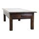 Large antique dark oak coffee table with one drawer