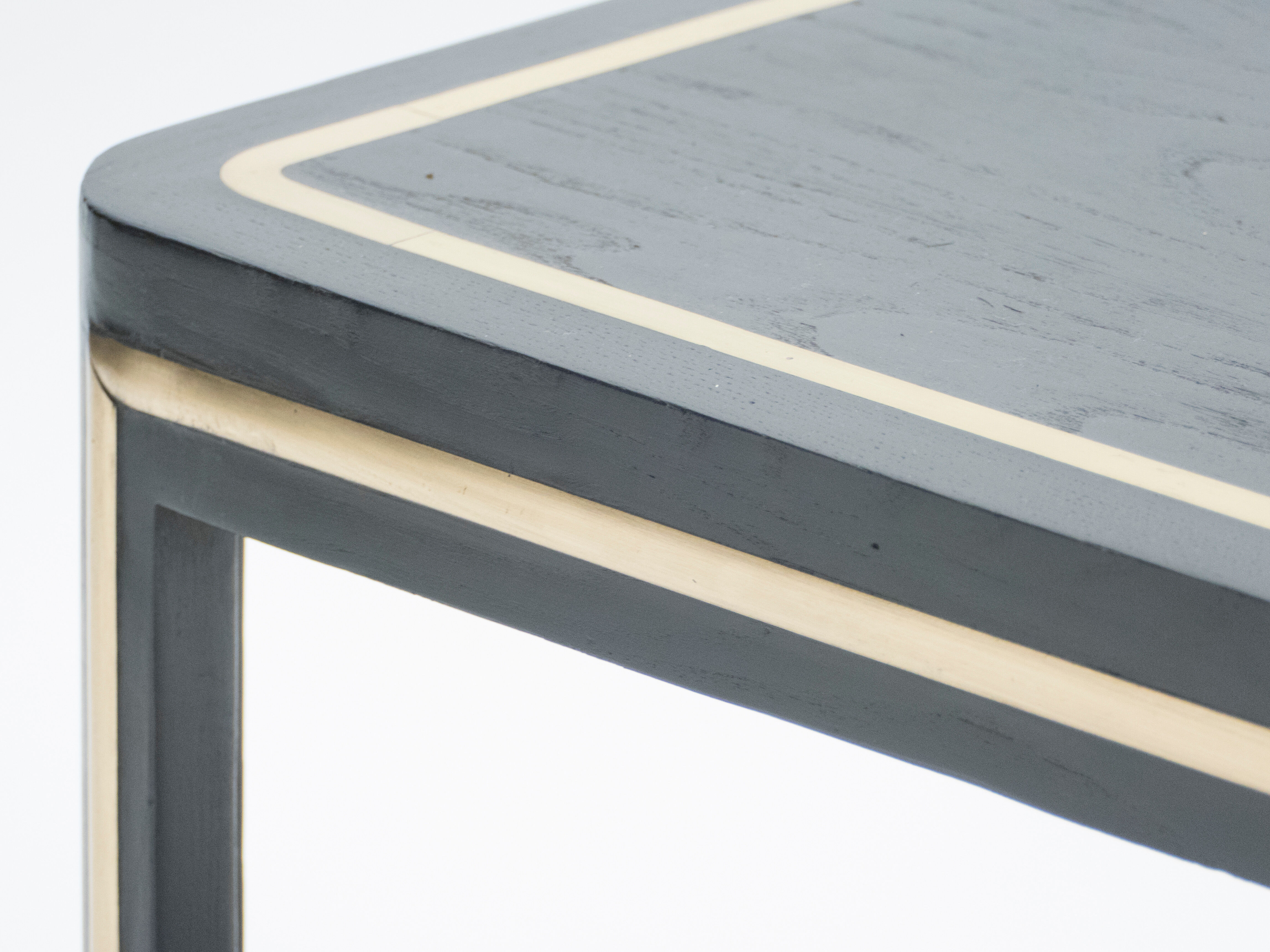 Black wood painted and brass art deco coffee table  circa 1940