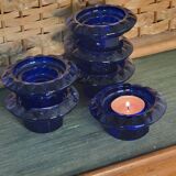 Navy blue candle holders
