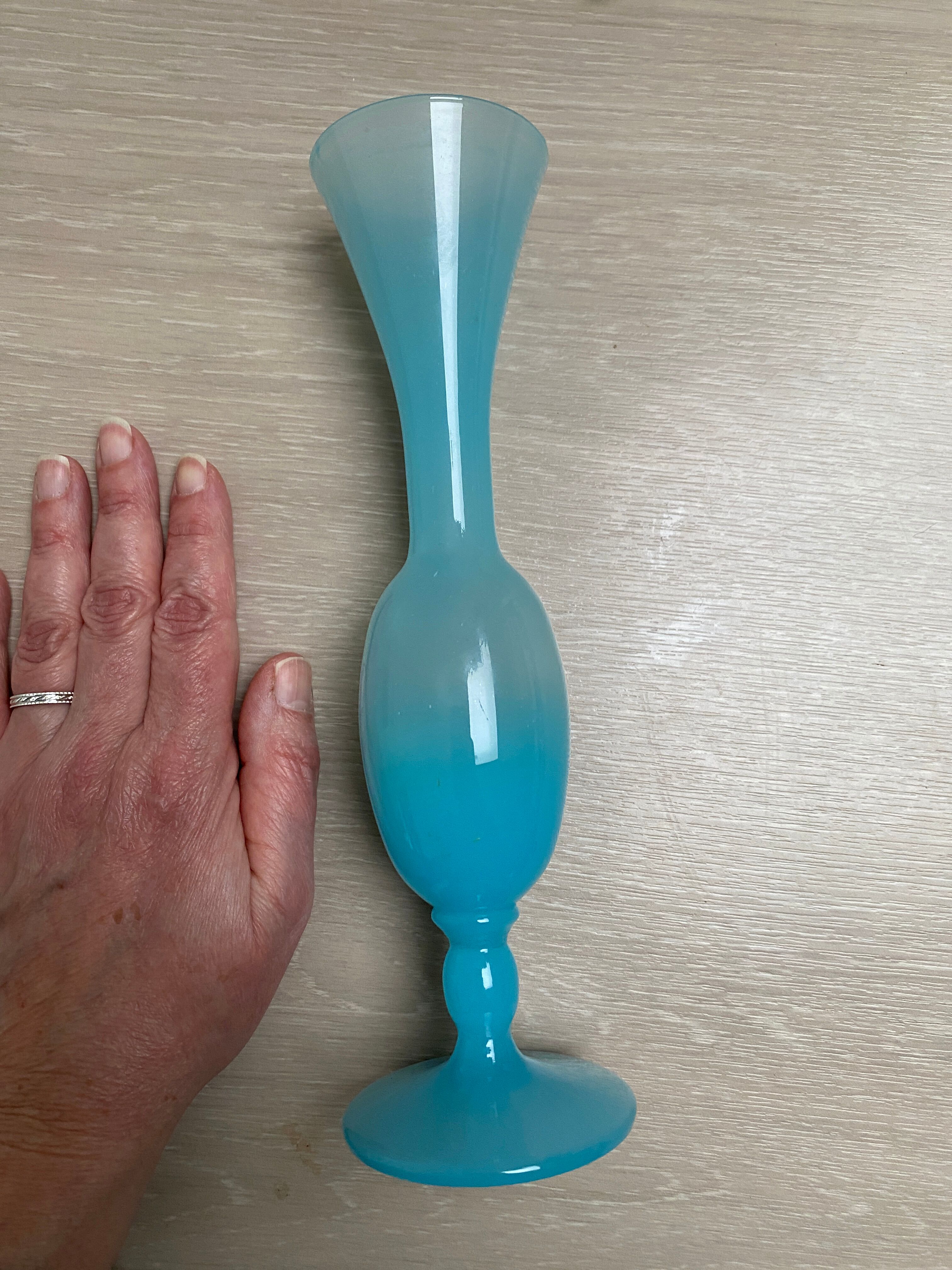 Blue opaline glass soliflore vase