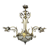 Lustre de style Louis XV. Bronze massif, cristal.