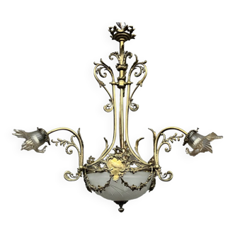 Louis XV style chandelier. Solid bronze, crystal.