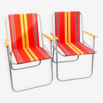 Pair of vintage folding camping chairs
