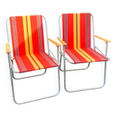 Paire de fauteuils de camping pliants vintage