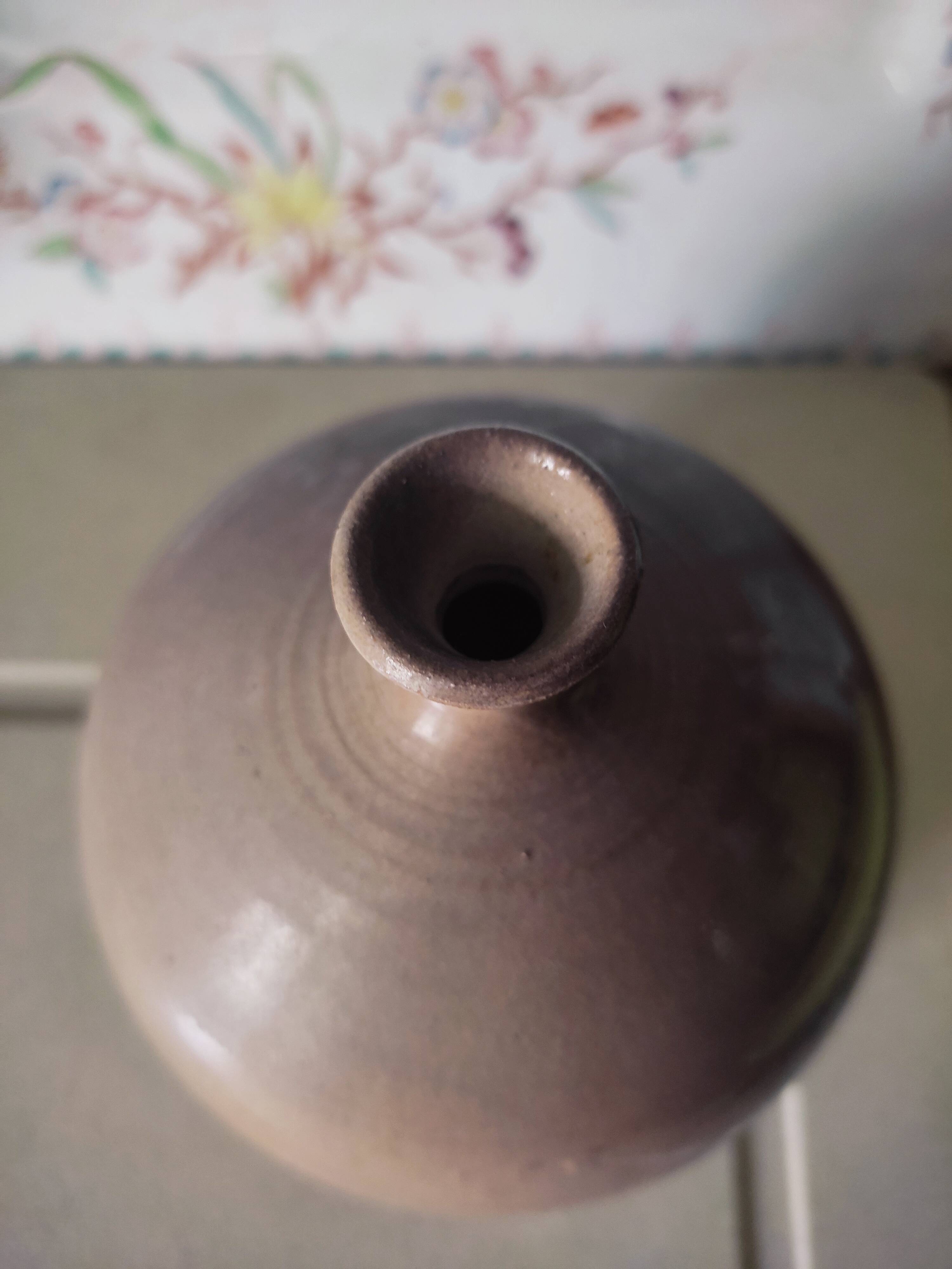 Enamelled stoneware ball vase