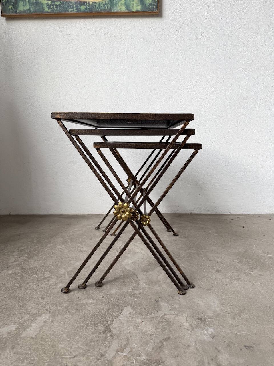 Adnet 1950s nesting tables trio