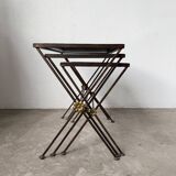 Adnet 1950s nesting tables trio