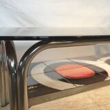 Glass coffee table, ceramics 70