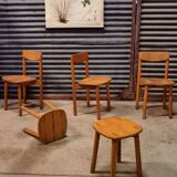Set of 3 chairs and 2 stools