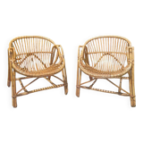 Pair of rattan armchairs