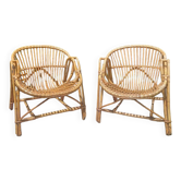 Pair of rattan armchairs