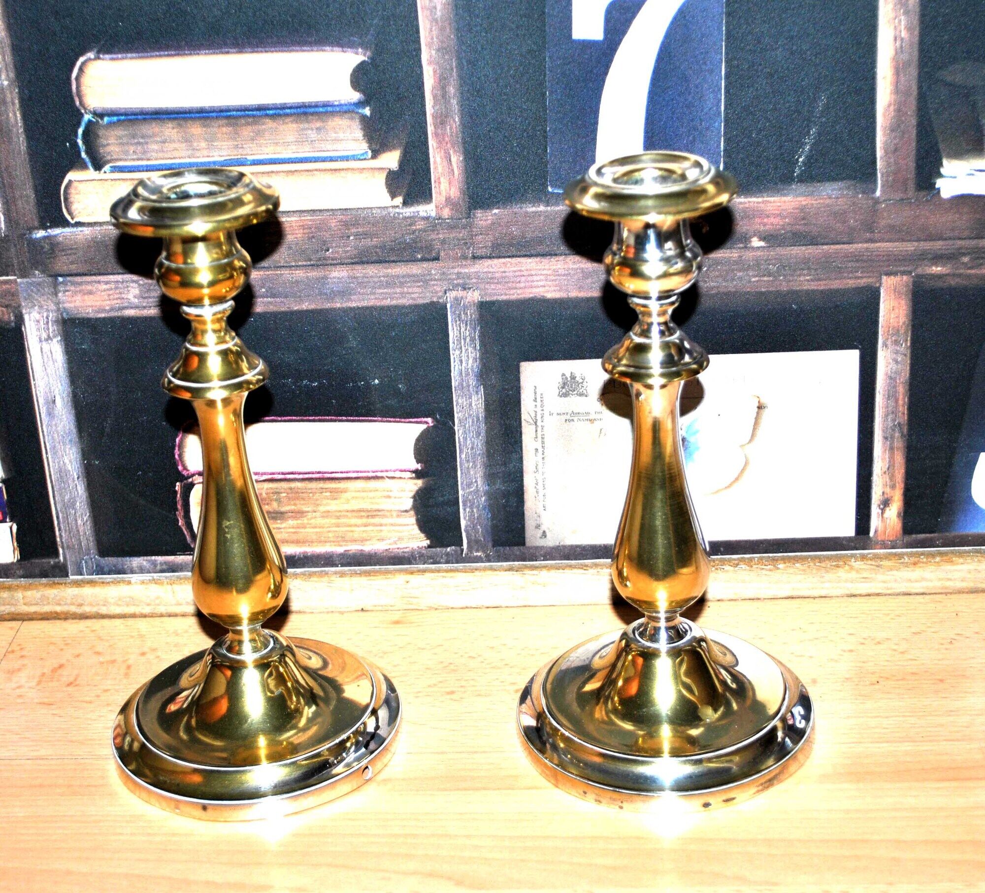 Antique candle holders in christofle brass punched gold