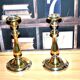 Antique candle holders in christofle brass punched gold