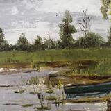 Old oil framed on panel