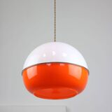 Lampe à Suspension Space Age en Plexiglas Orange et Laiton, Italie, 1970s