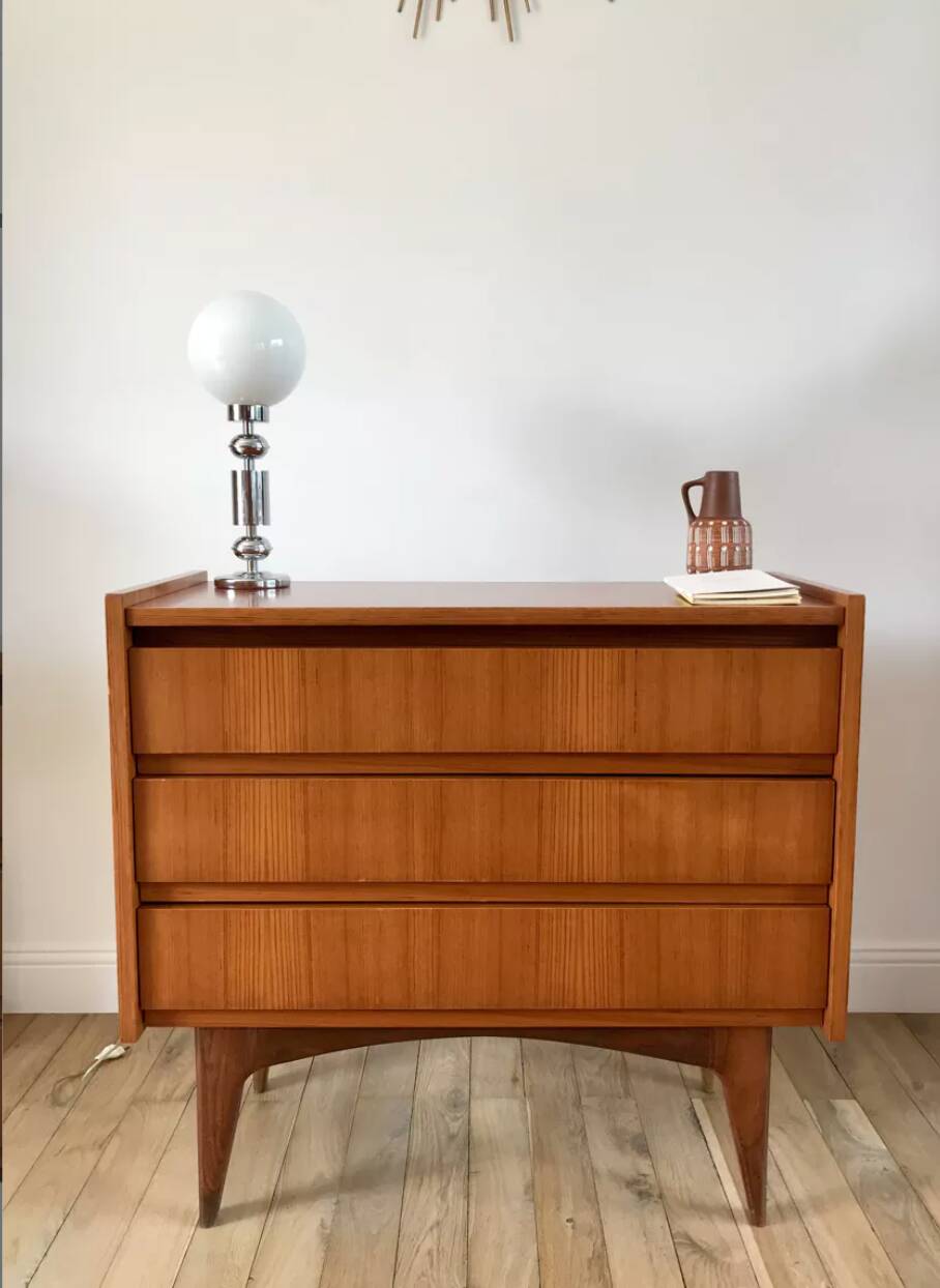 Scandinavian teak dressing table chest of drawers, Danish design, 1960s