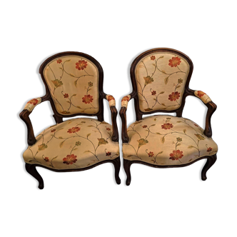 Pair of 19th century convertible armchairs