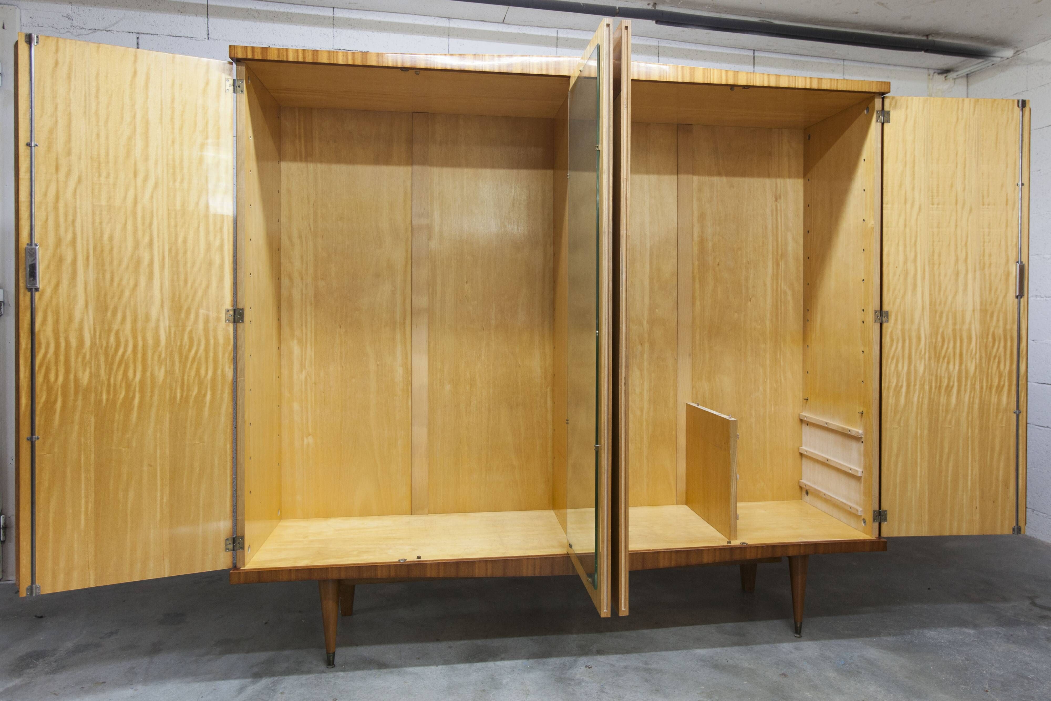 1960 Scandinavian wardrobe, atypical blond wood varnished, 4 doors 3