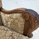 1950s, Danish relax armchair, furniture velour, carved oak wood.