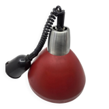 Vintage 1950s Red Metal Industrial Pendant Light