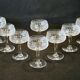 8 old champagne glasses in crystal engraved 1910