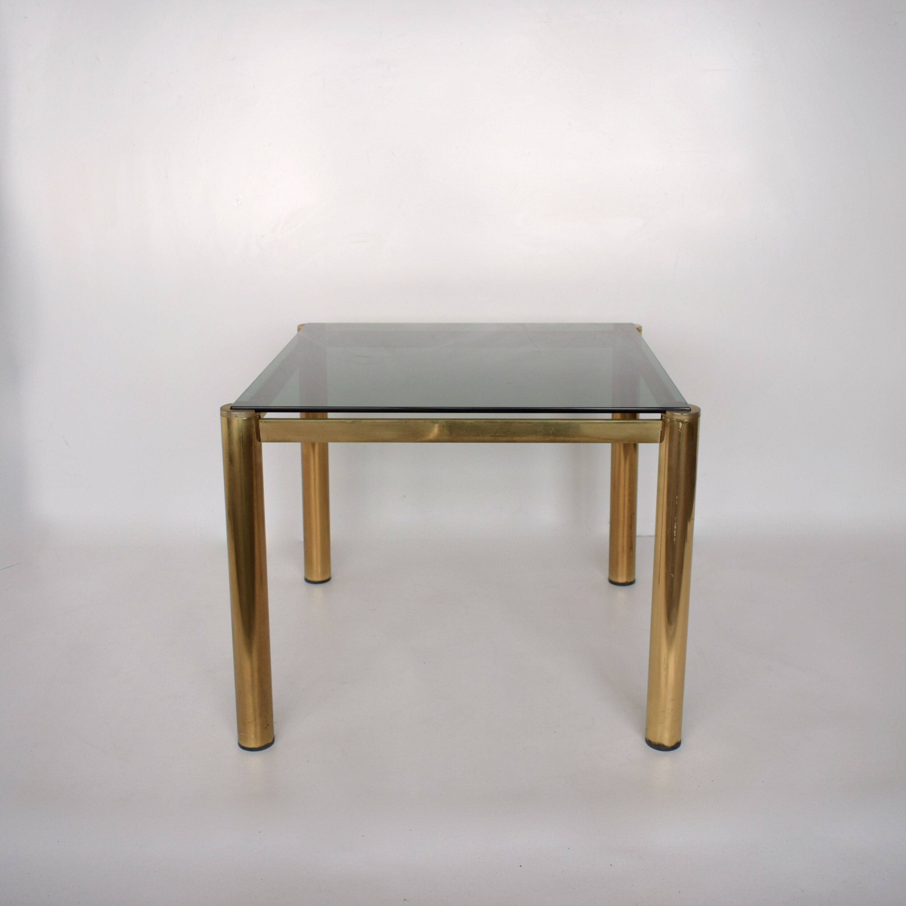 Square glass and brass coffee table 1980 original edition