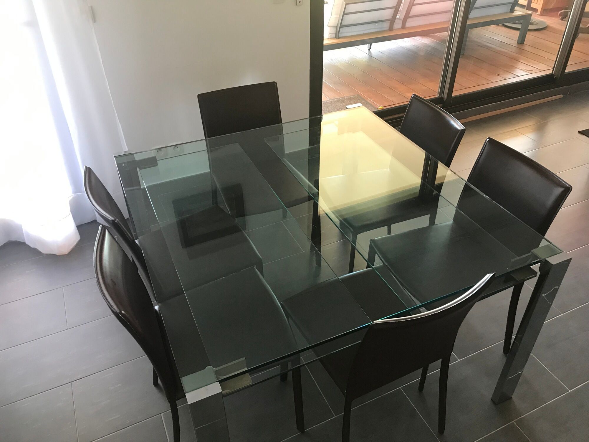 Table Tonelli Design Livingstone base chrome transparent tray 120 x 120
