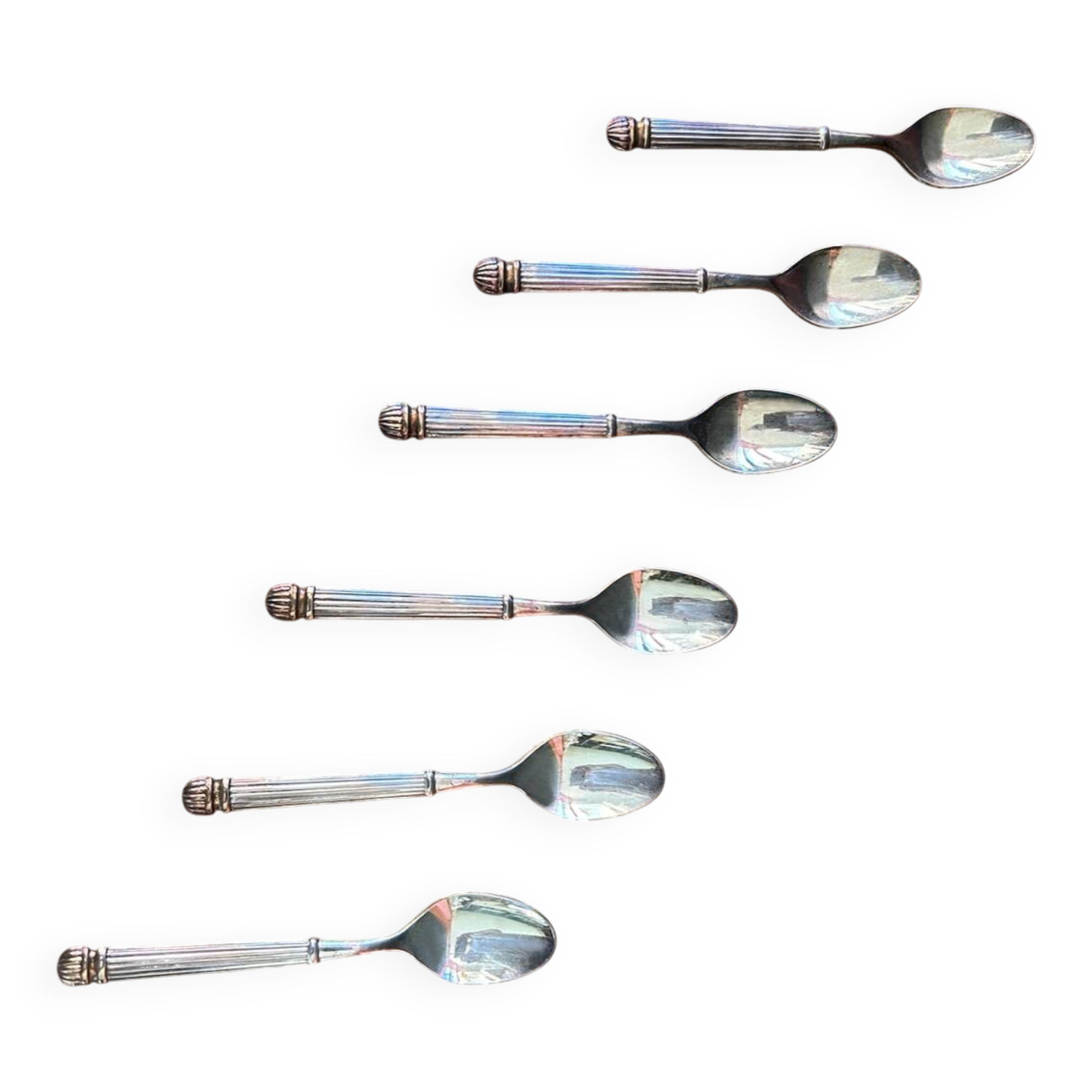 6 small silver-plated metal spoons, Vuillermet silversmiths, Art Deco, 1930