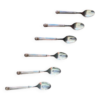 6 petites cuillères en métal argenté, orfevrerie Vuillermet, Art Déco, 1930