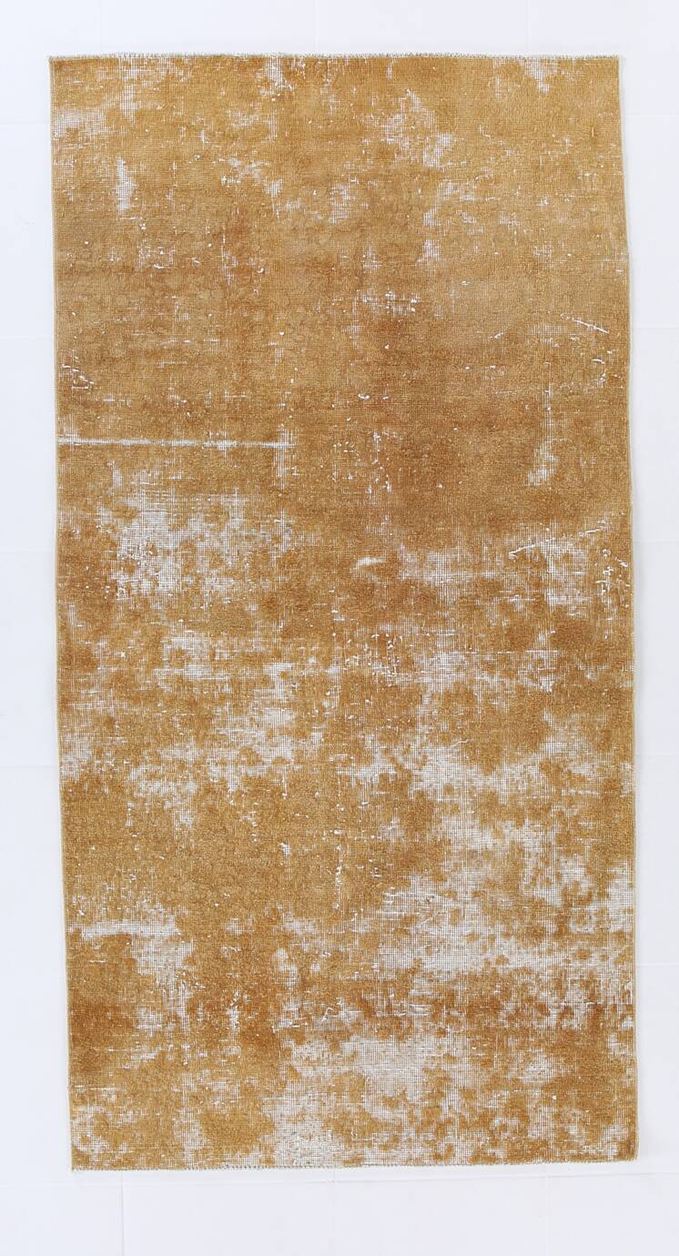 Turkish Traditional Mustard Vintage Area Rug, 108x211Cm