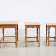 Set of three oak nesting tables attributed to Henning Kjærnulf