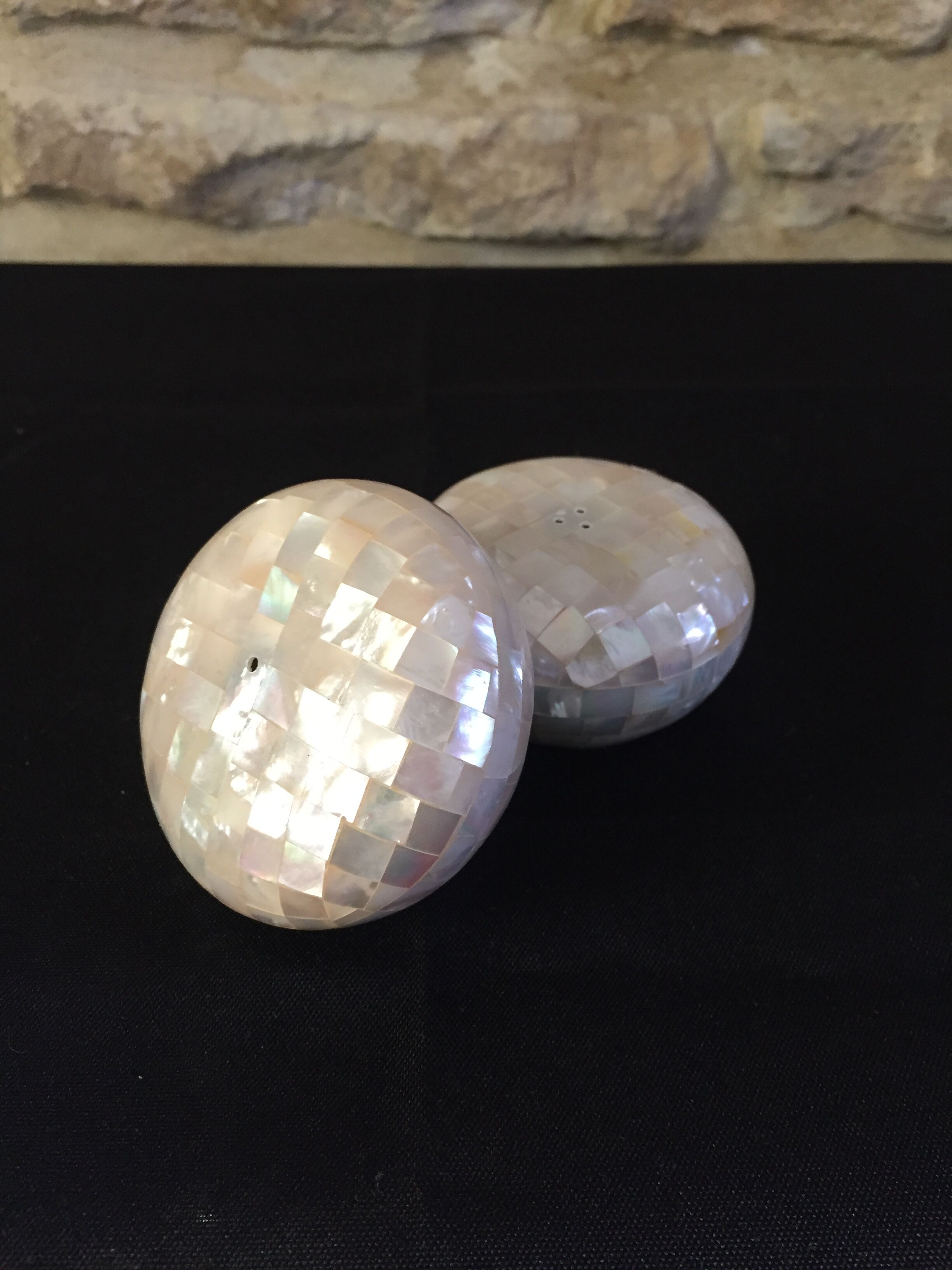 Salt and pepper in mother-of-pearl