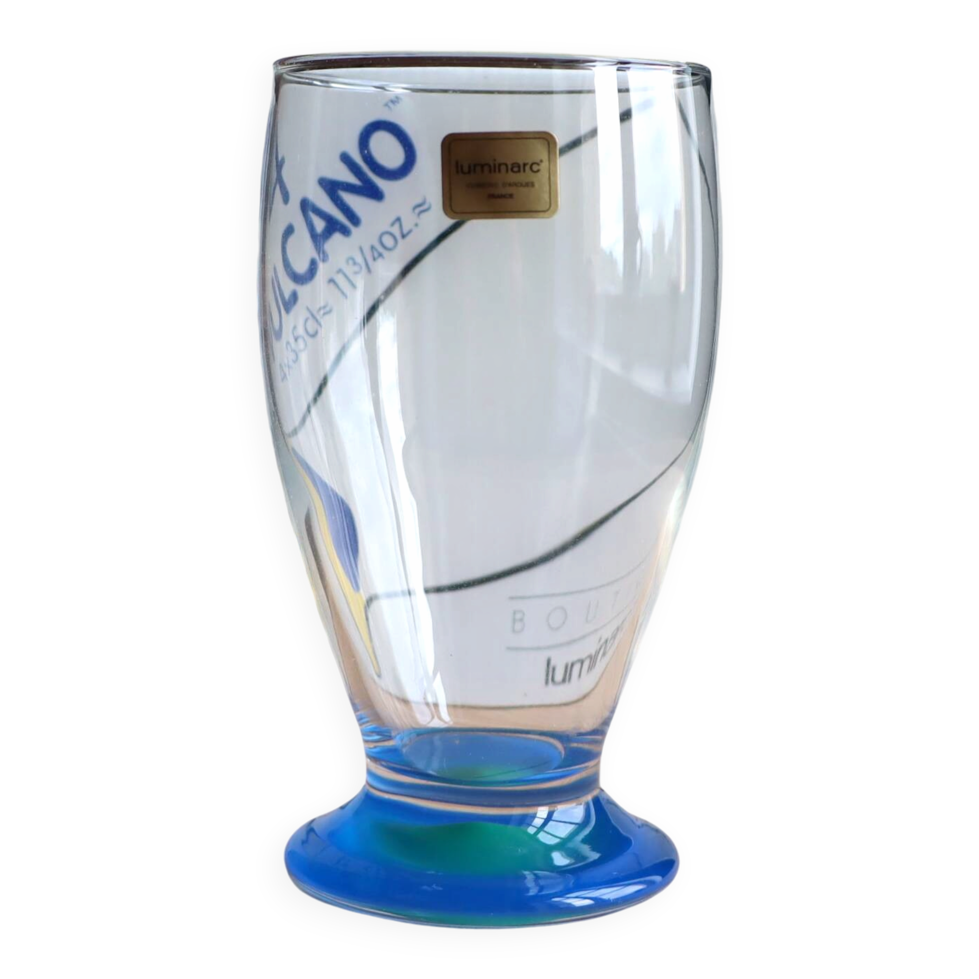 Set of 4 vintage blue and green Vulcano glasses in box – Luminarc France