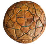 Moroccan pouf in natural leather