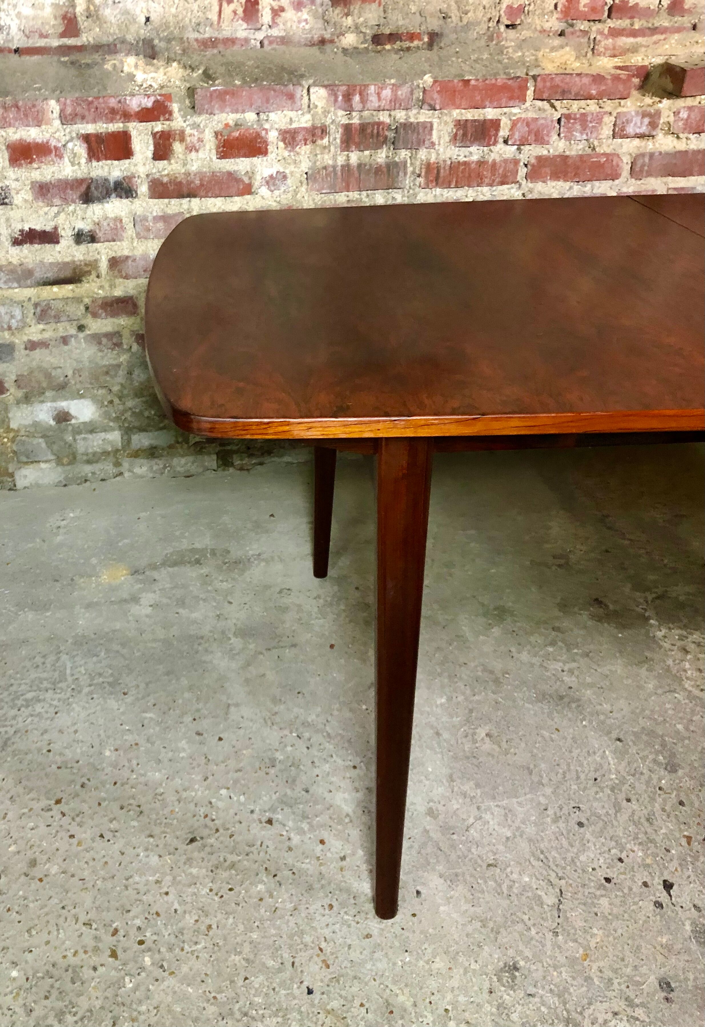 Scandinavian table with rosewood extensions from Rio vintage 1960