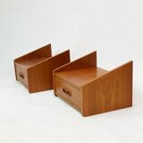 Ensemble de tables de chevet avec tiroir en teck de design danois des années 1960