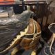 Carousel horse / decorative wooden horse, carved and varnished.