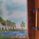 1930s tray, glass, painted wood