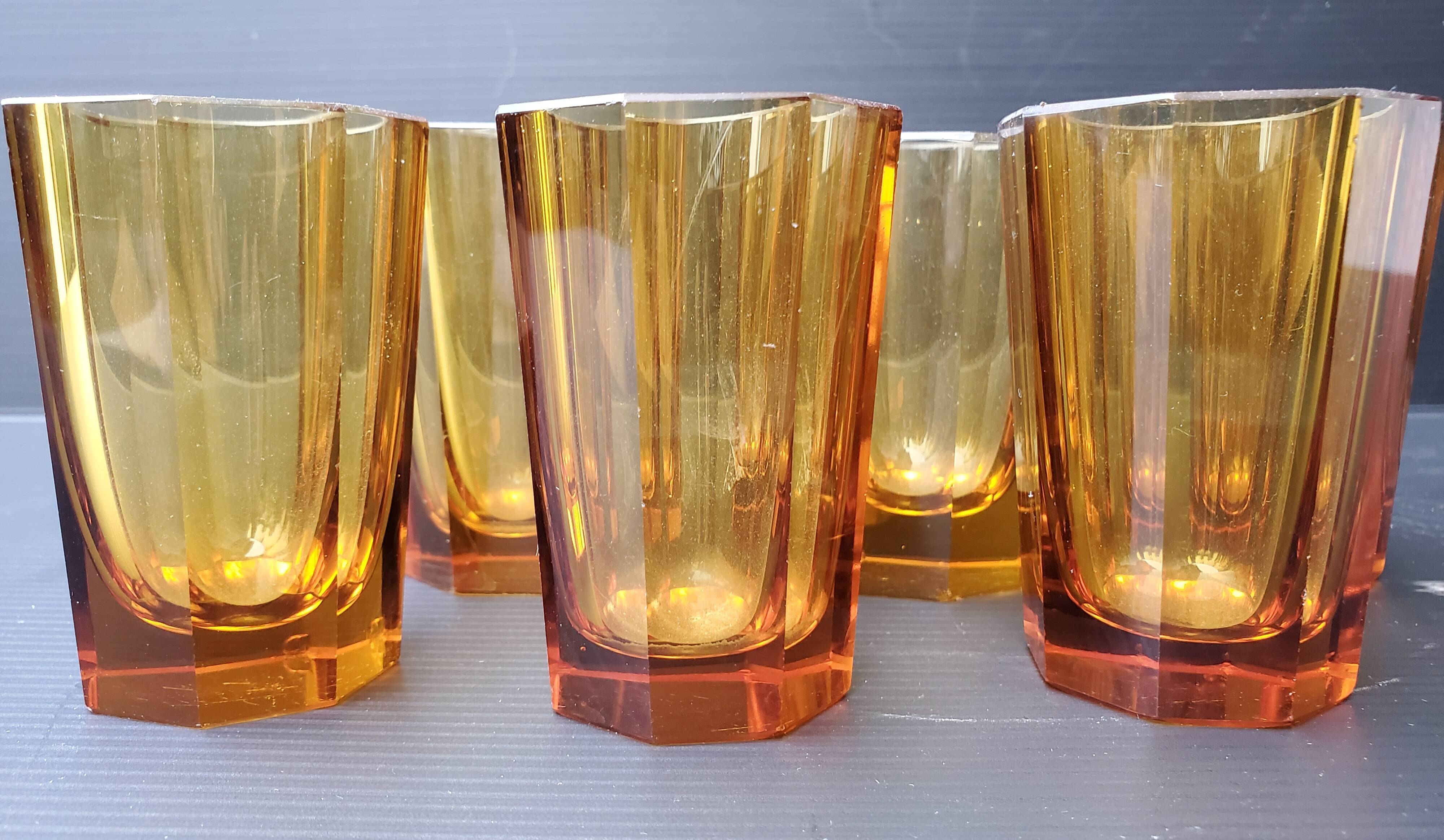 6 amber shot glasses