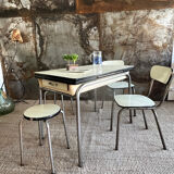 Formica and chrome extension table 2 stools 2 chairs