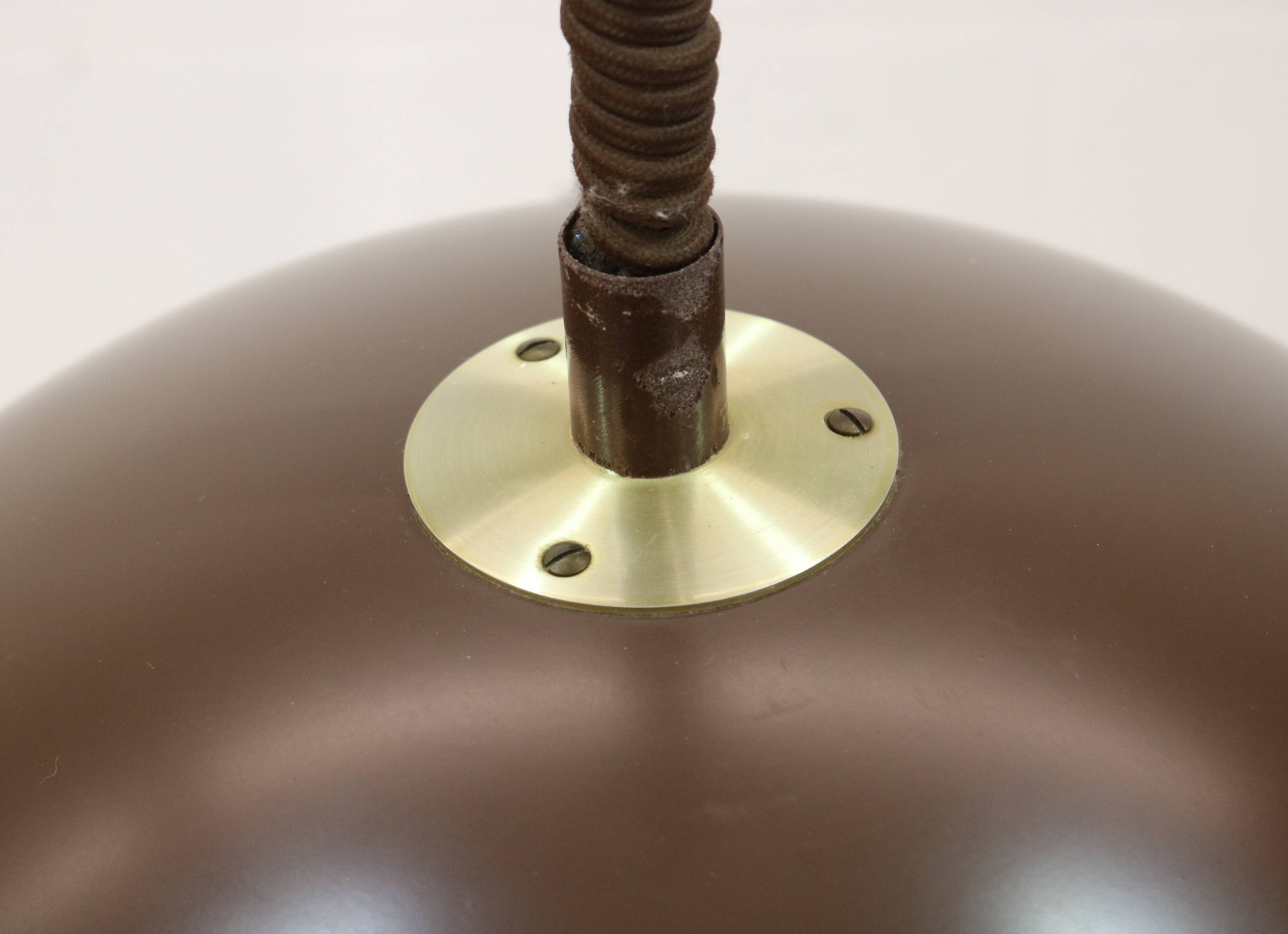 Fog and Morup Mid Century Modern Brass Pendant Lamp, Danish 1960s Brown XL
