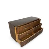 A vintage Italian chest of drawers, made of veneered walnut and solid wood,