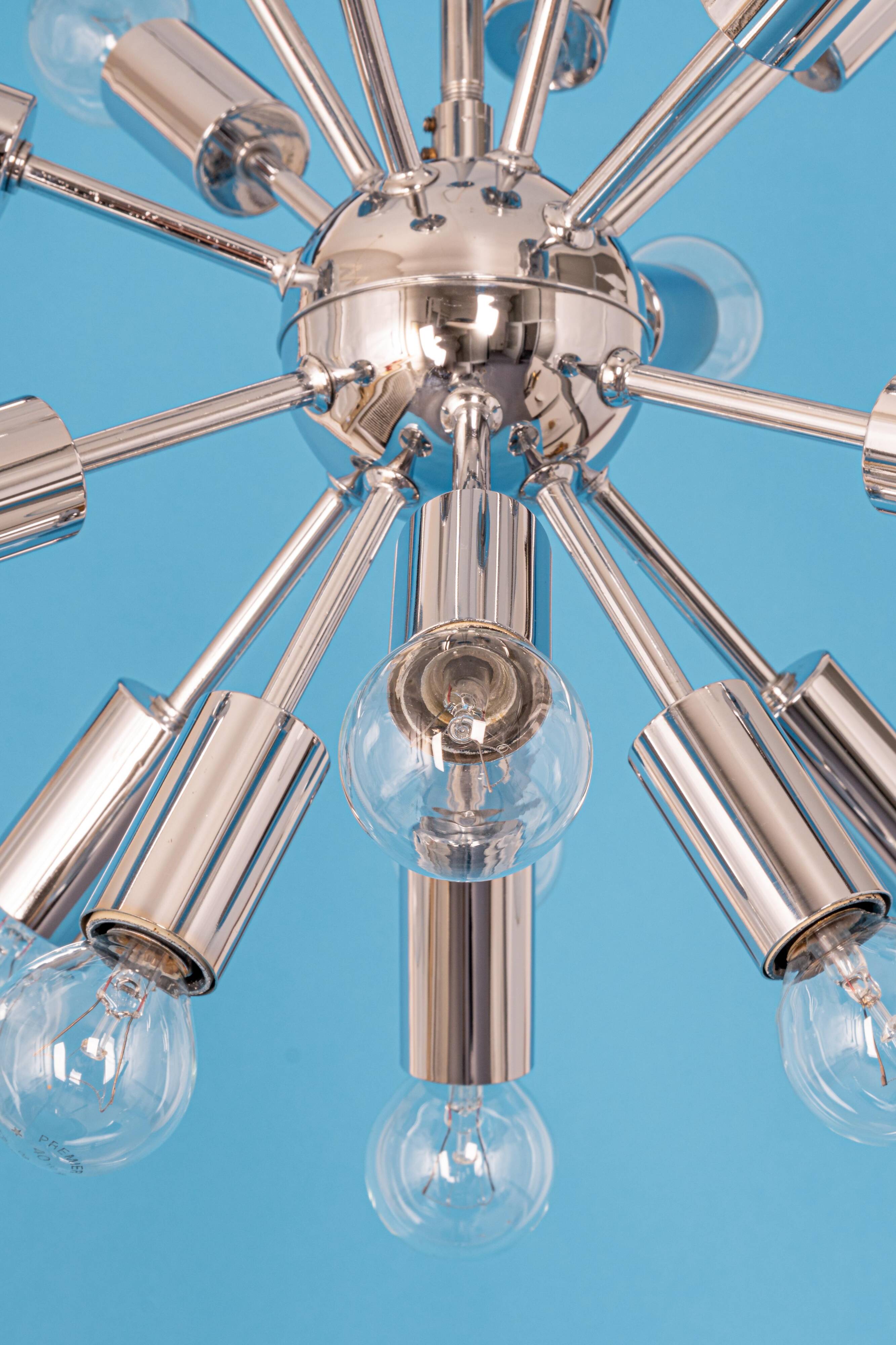 Small Atomium Sputnik space chrome pendant by Cosack, Germany, 1970s.