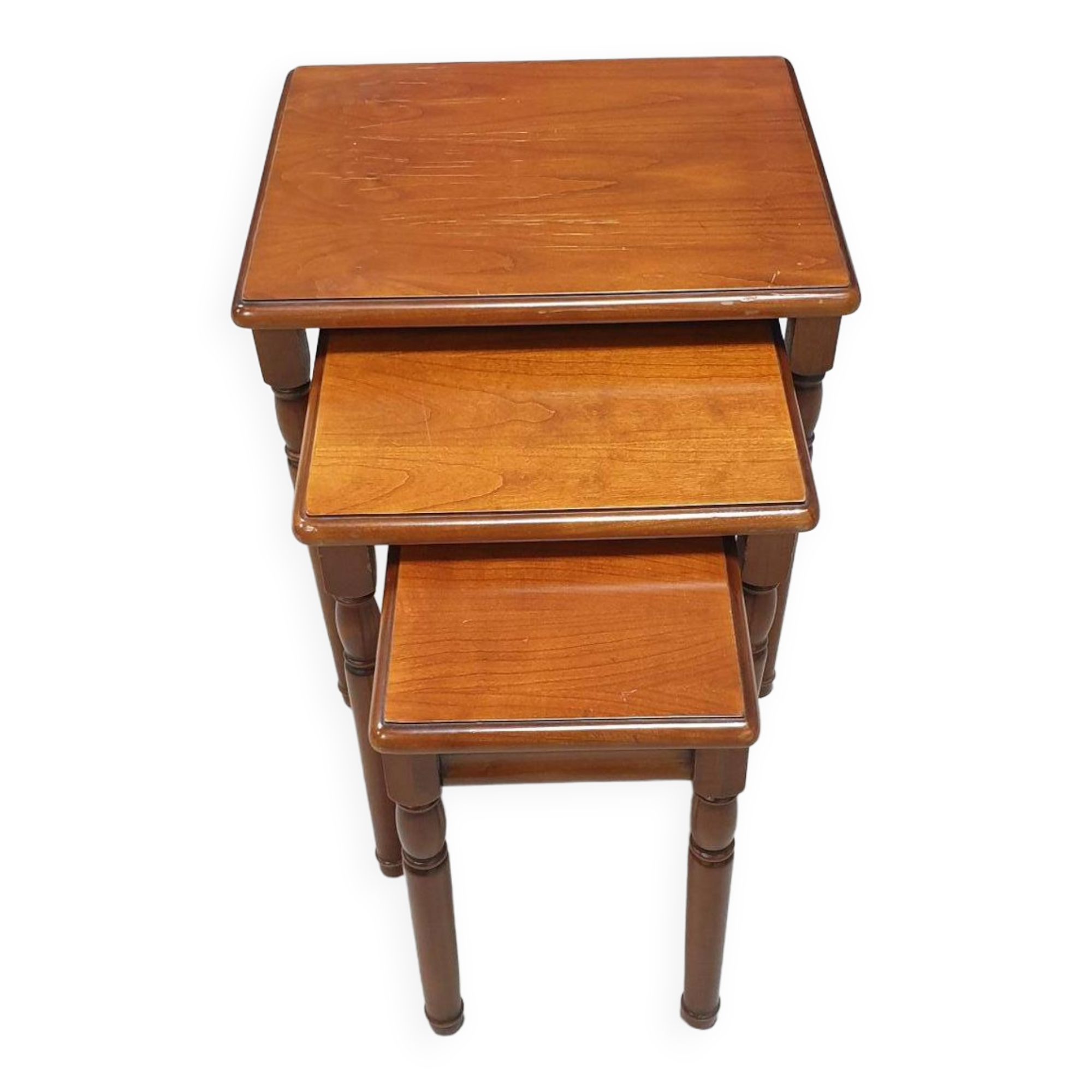 3 nesting tables in cherry wood, Louis Philippe style