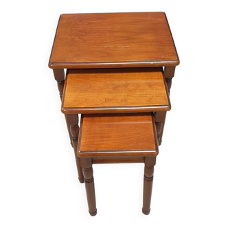 3 nesting tables in cherry wood, Louis Philippe style