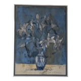 Grand Tableau aquarelle pastel et encre signé Maria Blackey 1997