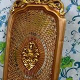 Pair of gilded chairs with Louis XV style floral pattern